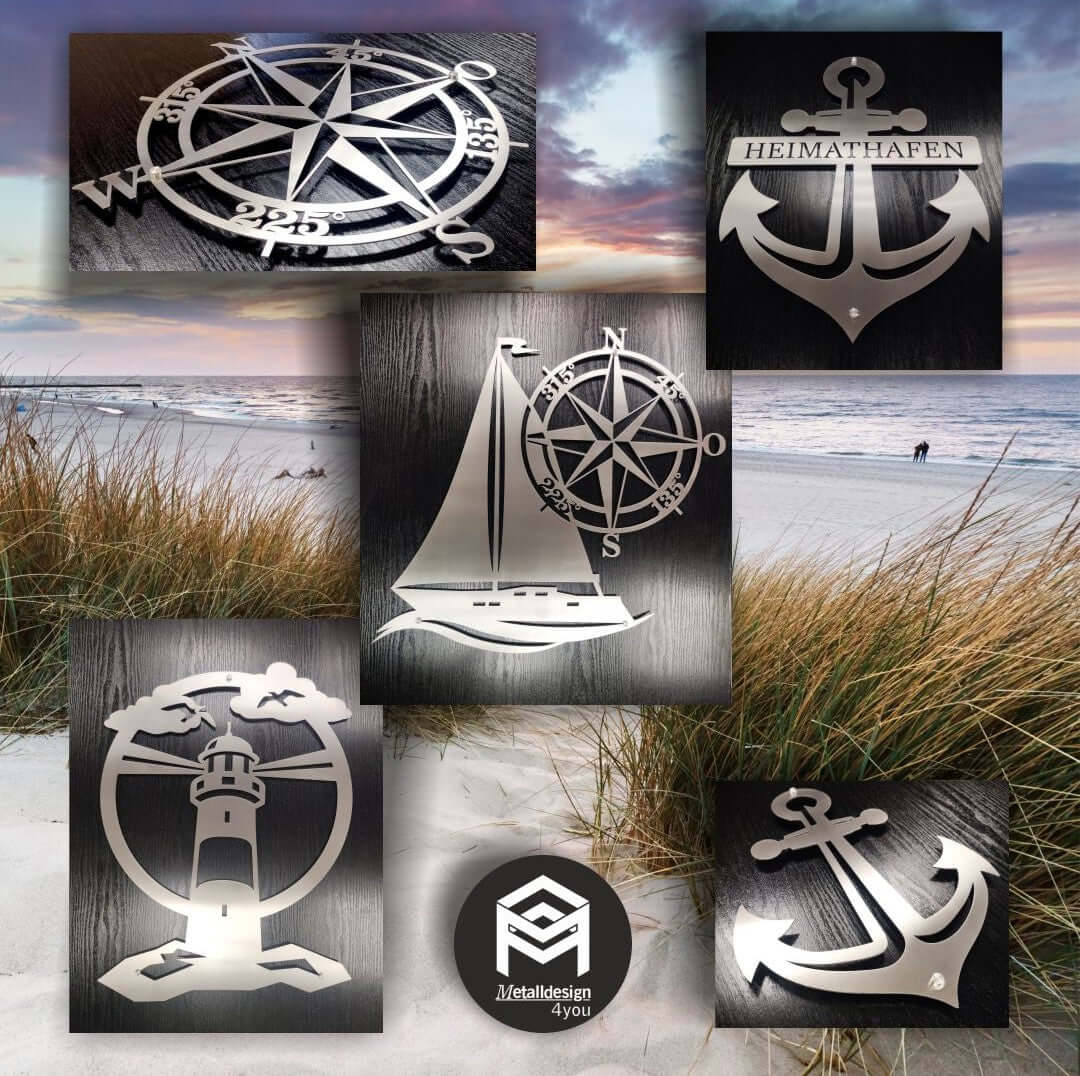 elegante maritime wanddeko aus metall