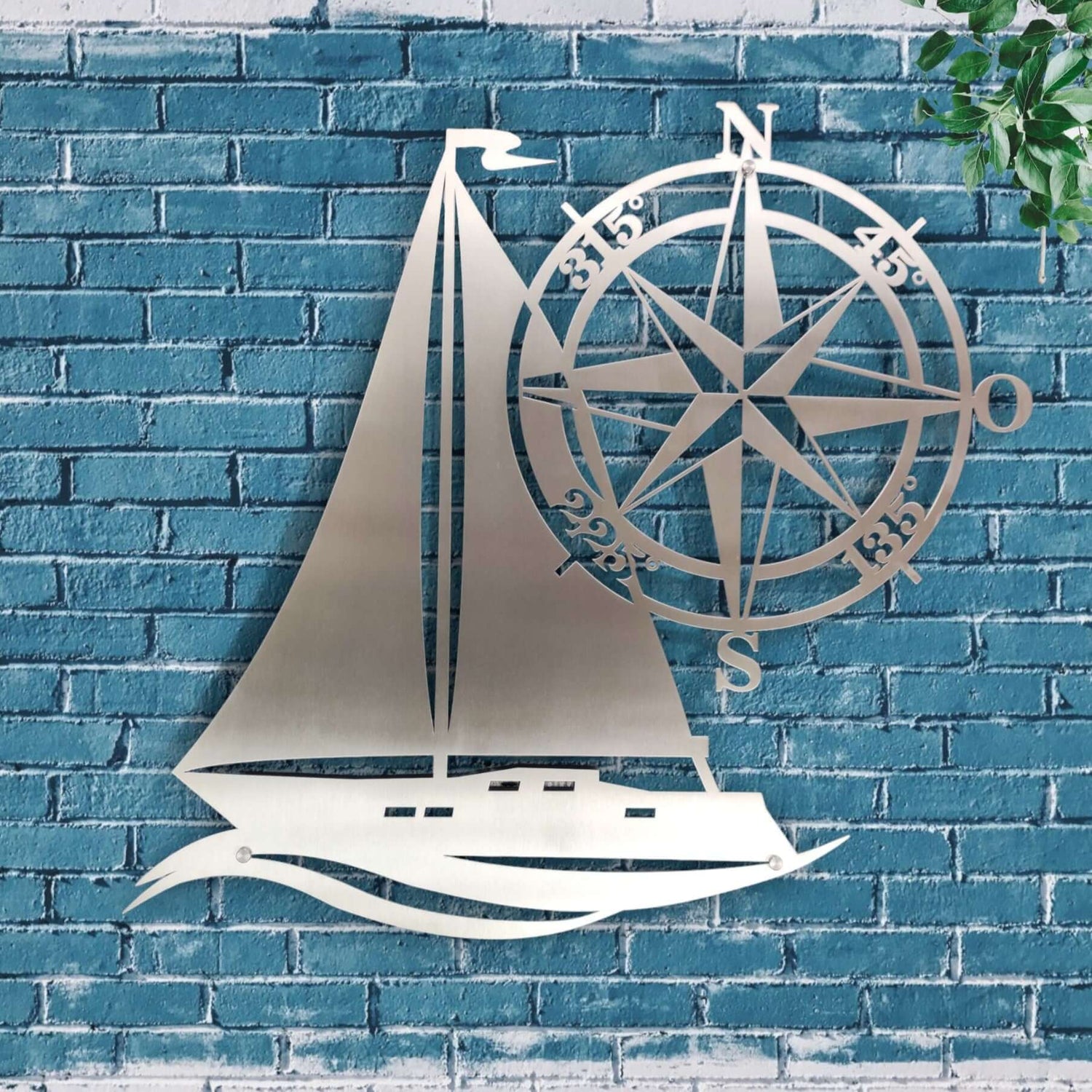 moderne maritime wanddeko Schiff mit kompass