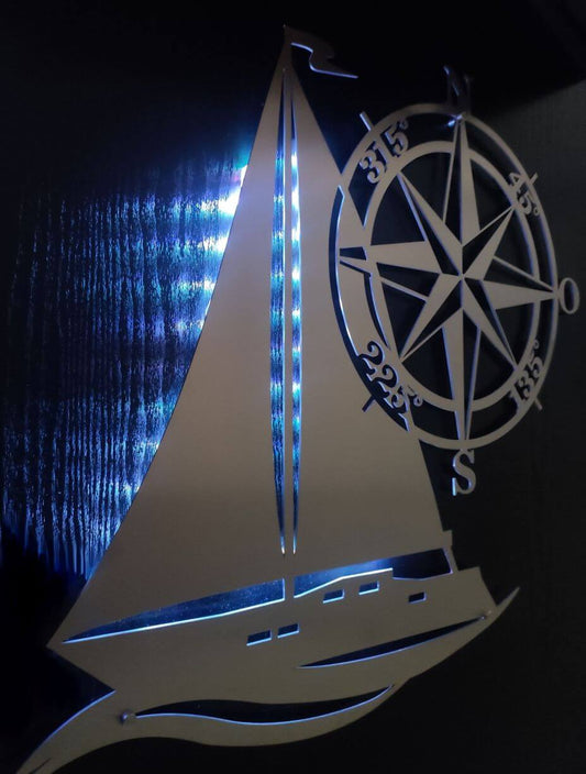 Wanddeko aus Edelstahl mit LED