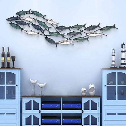 Fischschwarm-Metall-Wanddekoration
