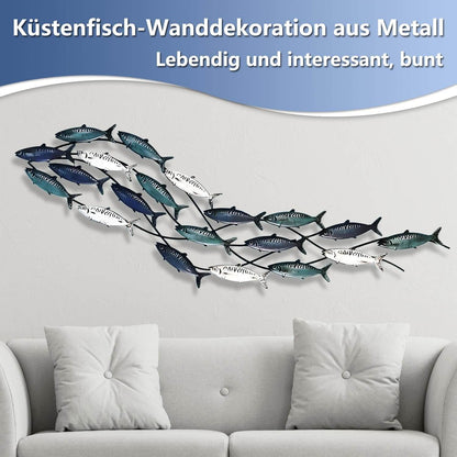 Fischschwarm-Metall-Wanddekoration