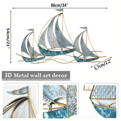 Metallschiff - Wandskulptur Dekor Size: 56L x 117B cm