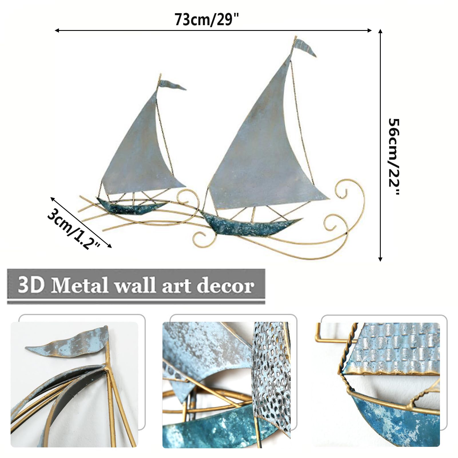 Metallschiff - Wandskulptur Dekor Size: 56L x 117B cm