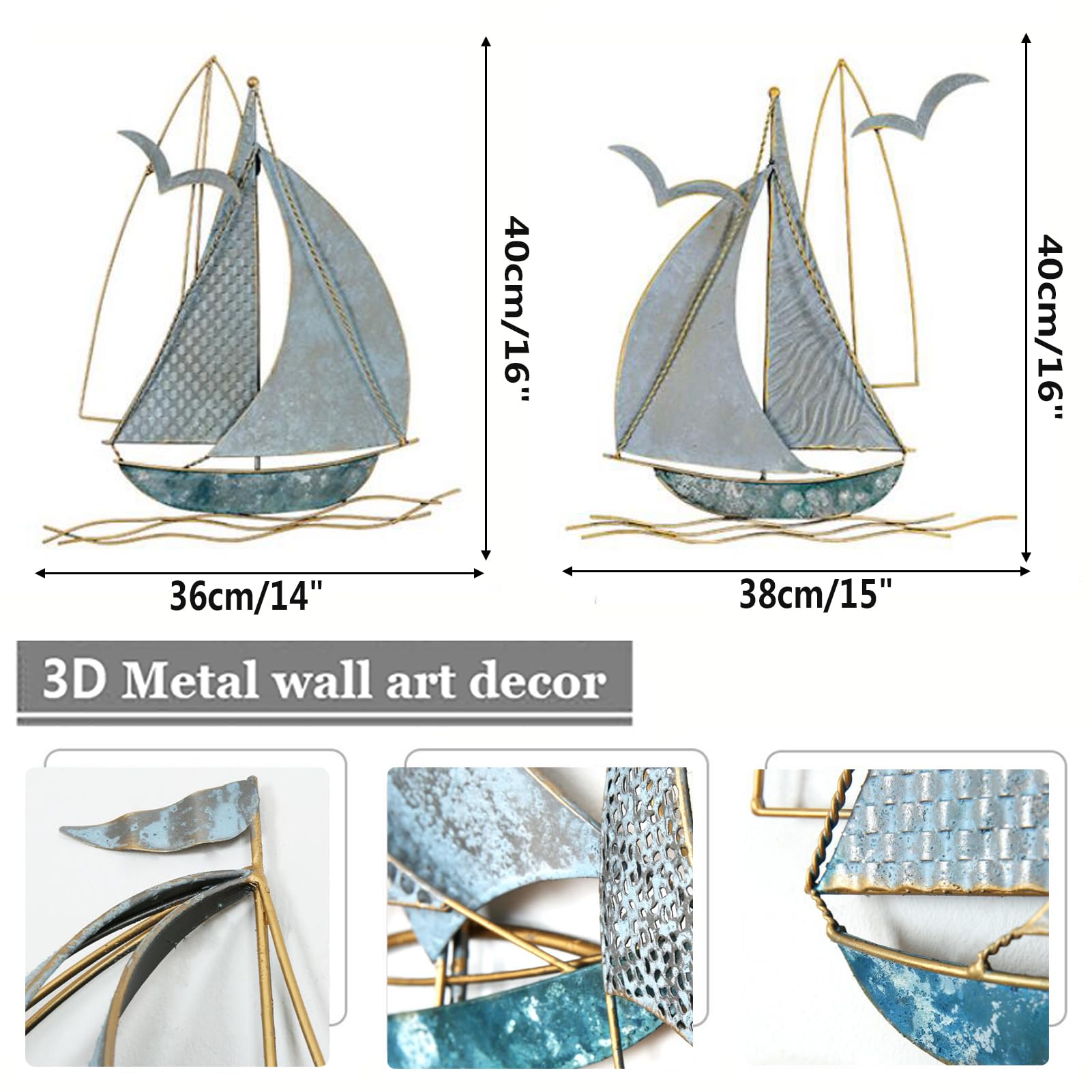 Metallschiff - Wandskulptur Dekor Size: 56L x 117B cm