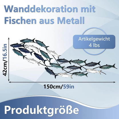 Fischschwarm-Metall-Wanddekoration