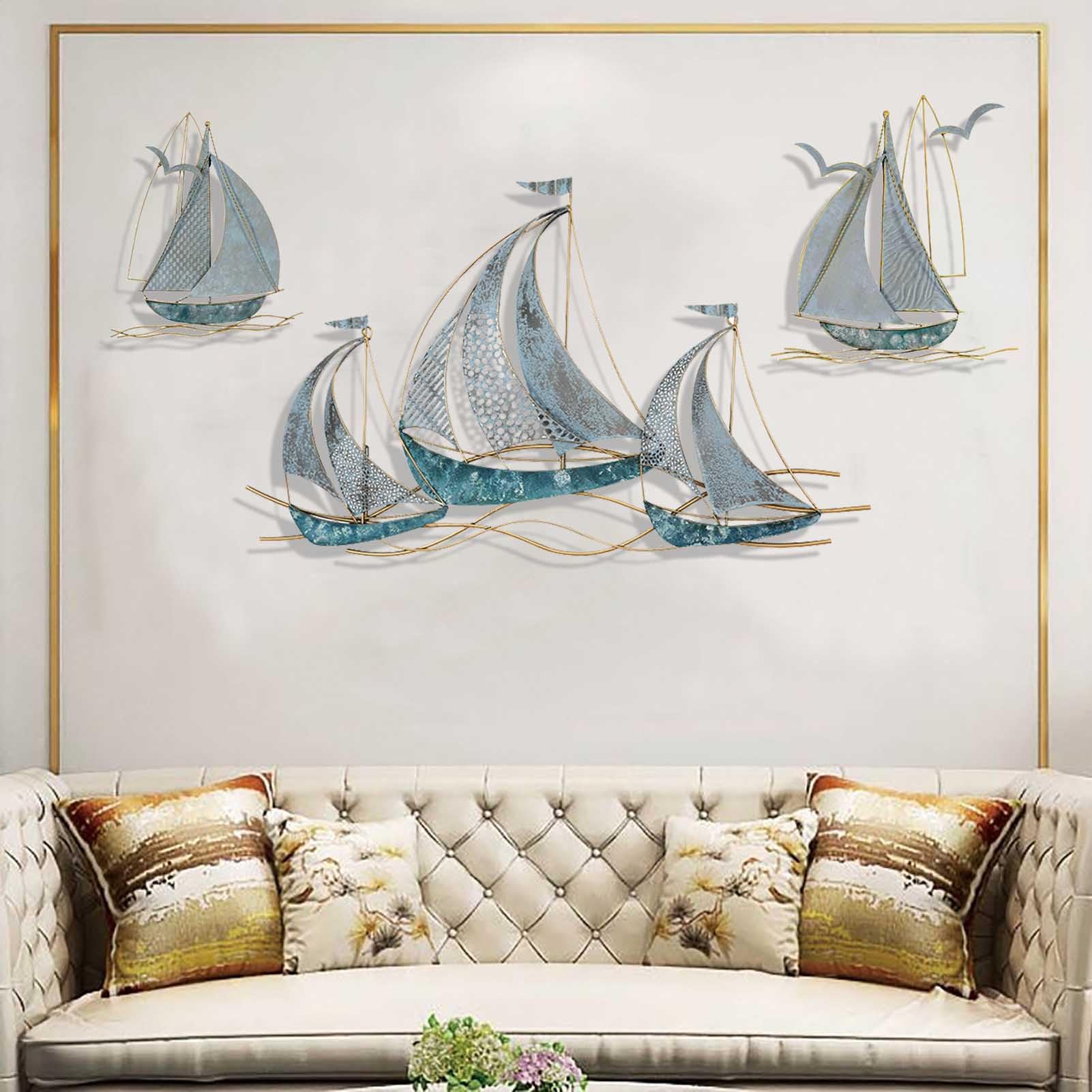 Metallschiff - Wandskulptur Dekor Size: 56L x 117B cm