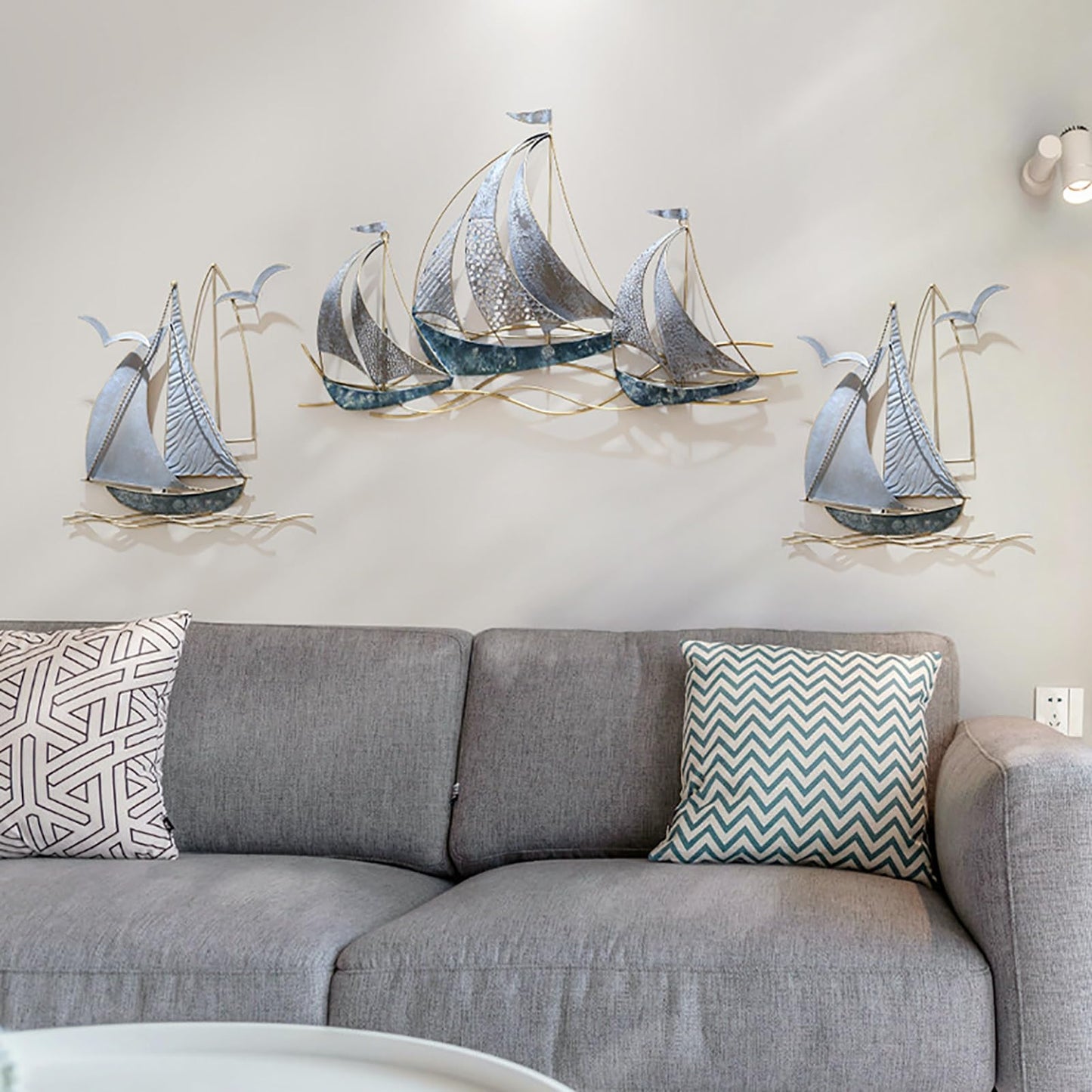 Metallschiff - Wandskulptur Dekor Size: 56L x 117B cm