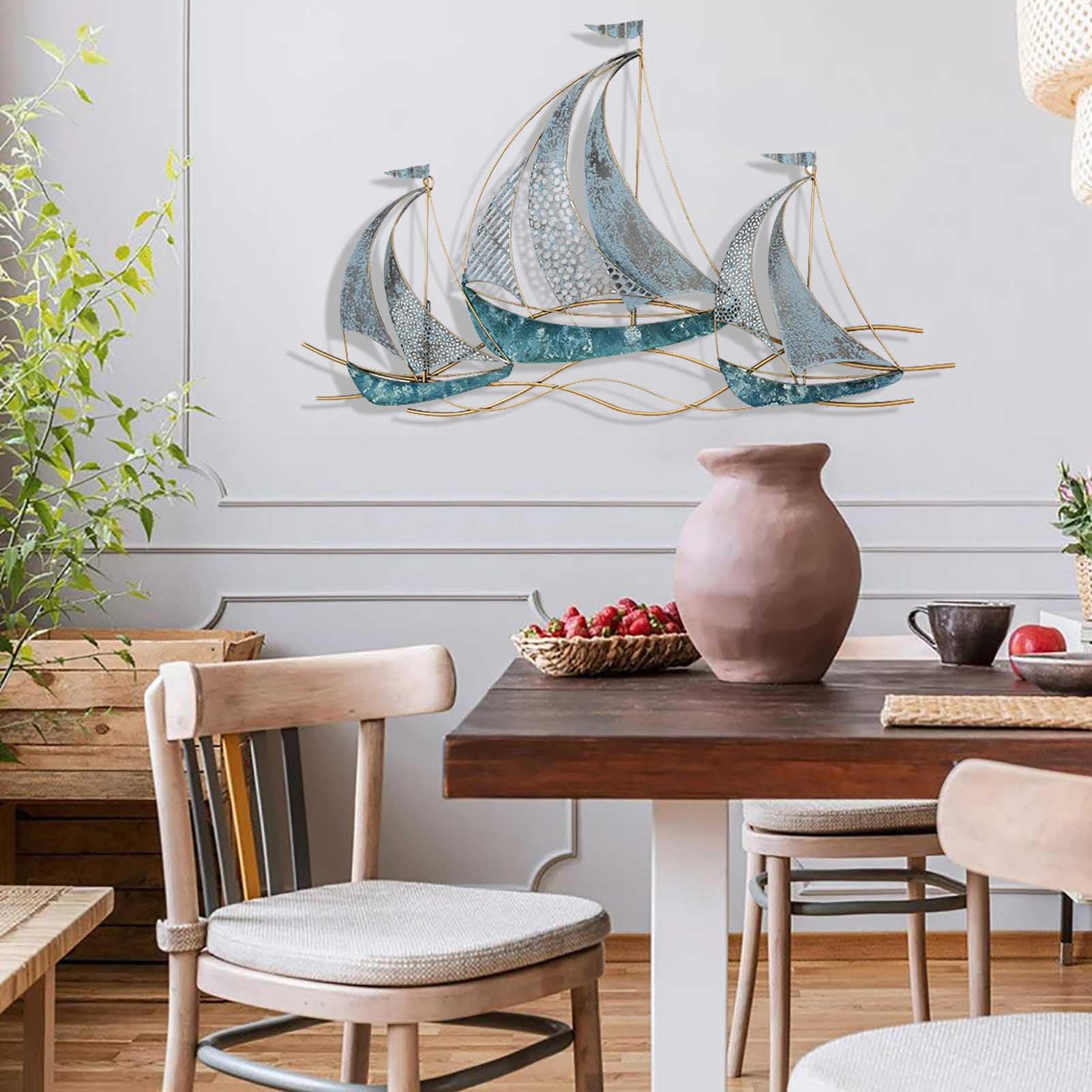Metallschiff - Wandskulptur Dekor Size: 56L x 117B cm