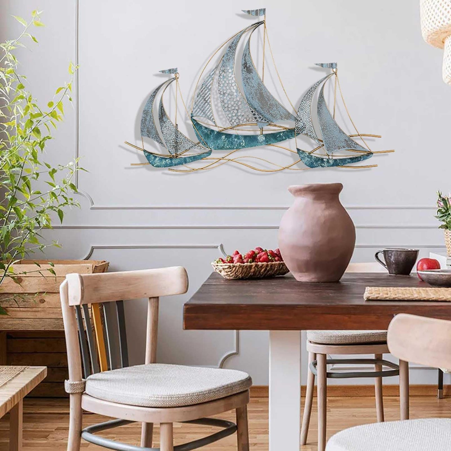 Metallschiff - Wandskulptur Dekor Size: 56L x 117B cm