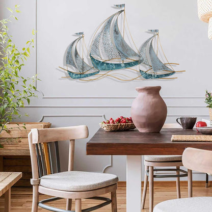 Metallschiff - Wandskulptur Dekor Size: 56L x 117B cm