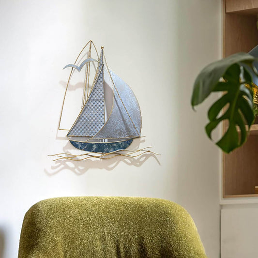 Metallschiff - Wandskulptur Dekor Size: 36L x 36B cm