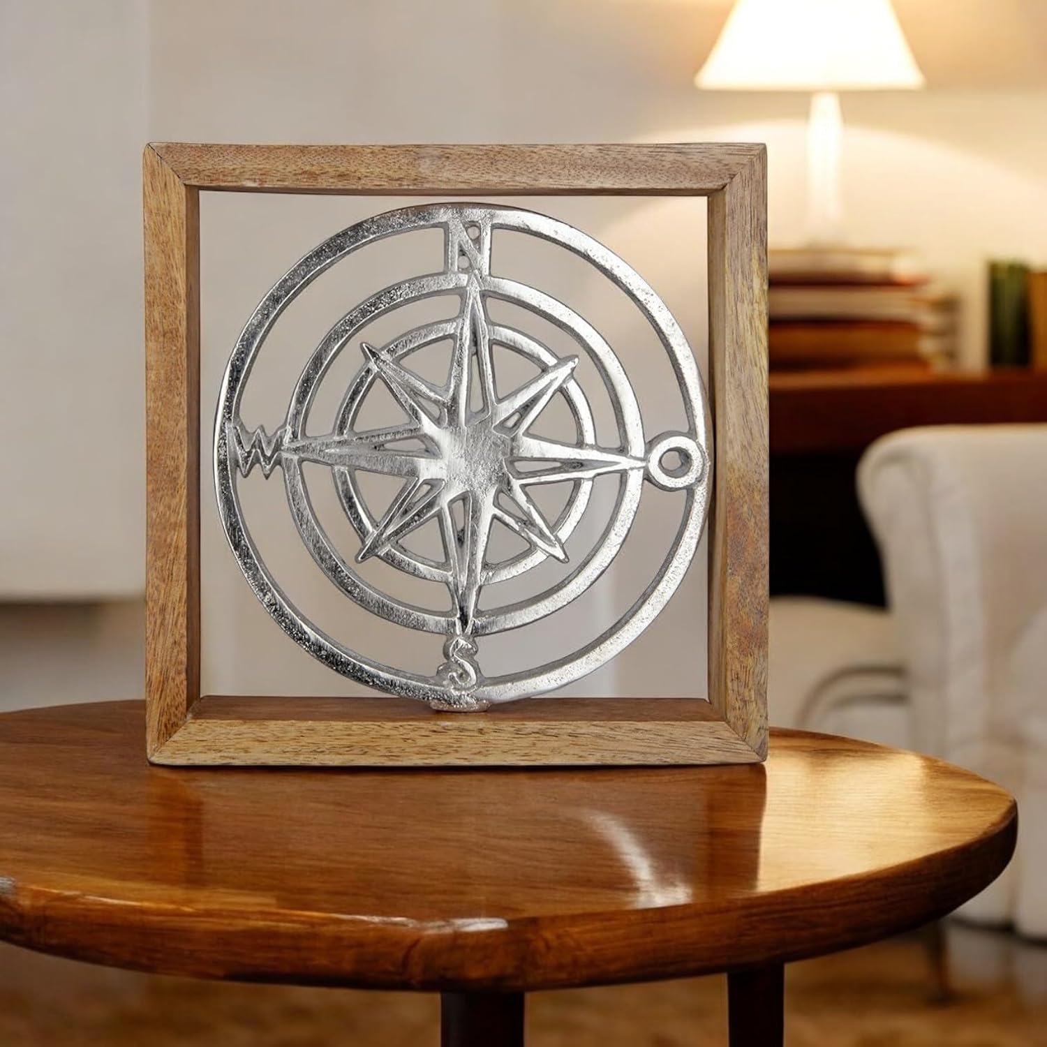 Kompass Wanddeko Metall Aluminium - 20 x 20cm