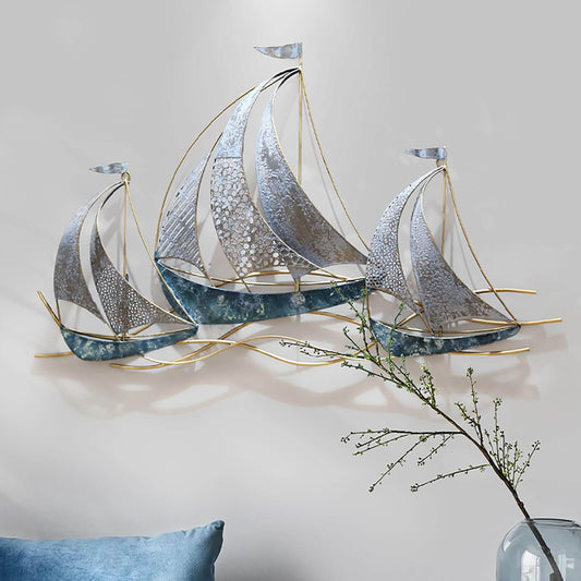 Metallschiff - Wandskulptur Dekor Size: 56L x 117B cm