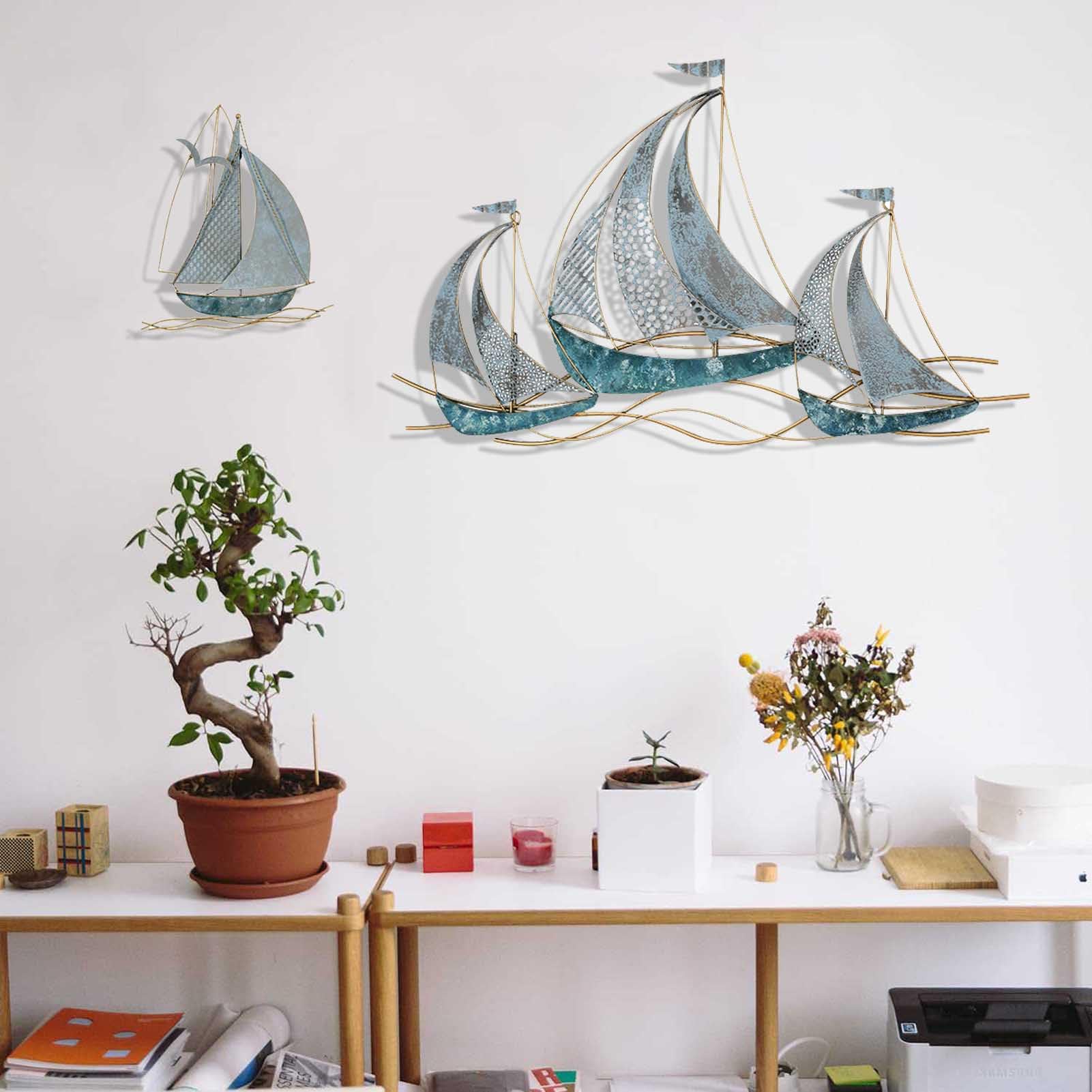 Metallschiff - Wandskulptur Dekor Size: 56L x 117B cm