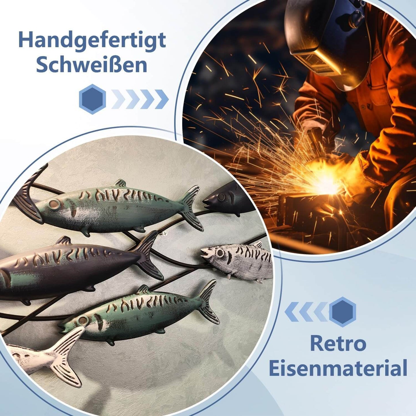 Fischschwarm-Metall-Wanddekoration