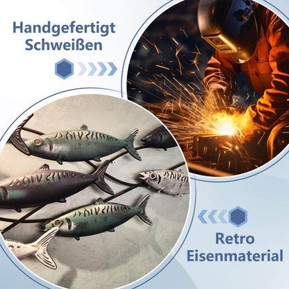 Fischschwarm-Metall-Wanddekoration