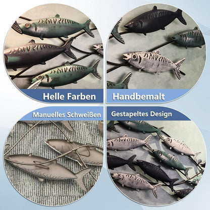 Fischschwarm-Metall-Wanddekoration