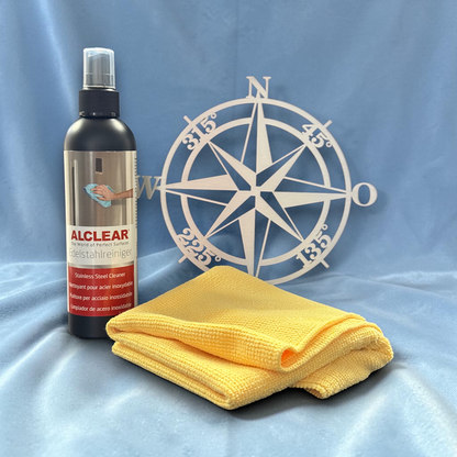 ALCLEAR Edelstahlreiniger Set mit Mikrofasertuch